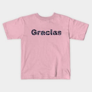 Thank you, with colored letters with dots in Spanish language Kids T-Shirt